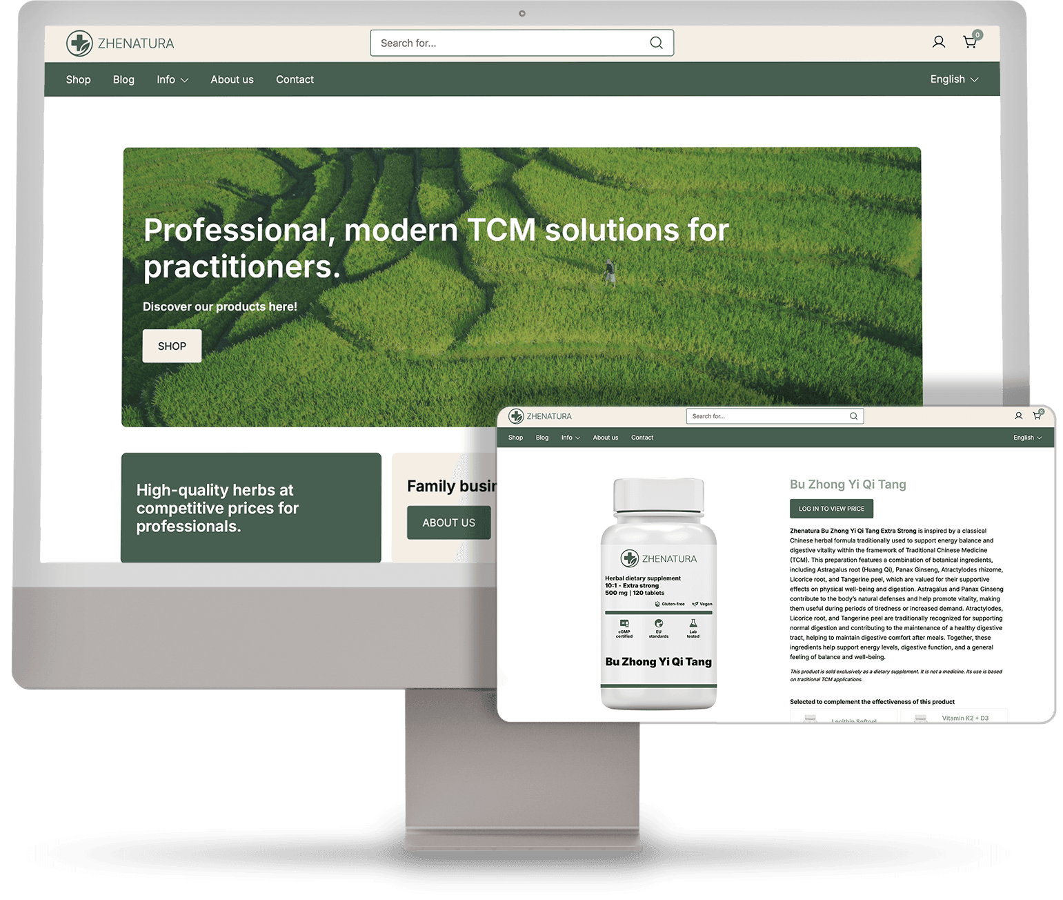 VitaTCM Zhenatura with overlay webshop mockup